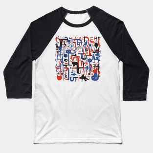 Mid Century Abstract Jazz Baseball T-Shirt